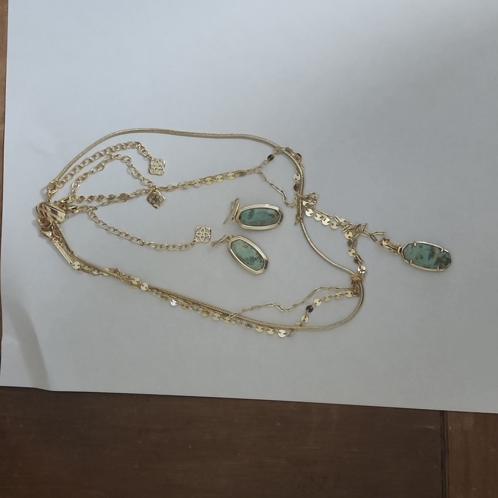 Kendra Scott Triple Strand Necklace and Earring Set